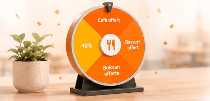 La roue de la chance — Café offert, -10%, Dessert offert, Boisson offerte